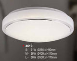 SILVER RIM TRI COLOUR LED CEILING MOUNTED LAMP