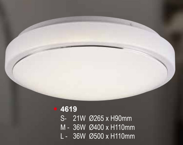 SILVER RIM TRI COLOUR LED CEILING MOUNTED LAMP