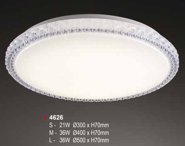 CRYSTAL FRAME TRI COLOUR LED CEILING MOUNTED LAMP