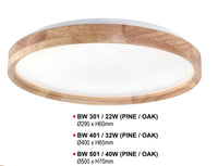 PINEWOOD FRAME TRI COLOUR LED CEILING MOUNTED LAMP