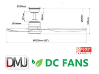 ACORN INTAGLIO DC-159 DC FAN ( 40" 52" LED LIGHTKIT)