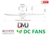 ACORN VELOCE DC 160  44" / 54'' Ceiling Fan ( WITH LED RGB LIGHTKIT )